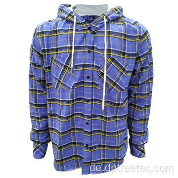 Männer Flanell checkte Overshirt Retro Kapuzenhemd